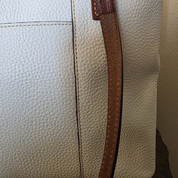 Dooney & Bourke Wexford Lexington Pebble Leather Tote Bag White Tan Handles Red - Picture 13 of 16